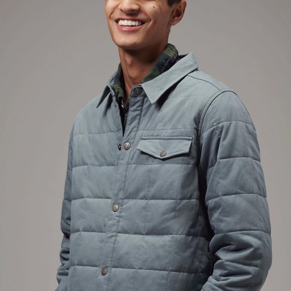 Men's Quilted Jacket Shirt DARK GREY (MTJ-004) - Picture 3 of 5